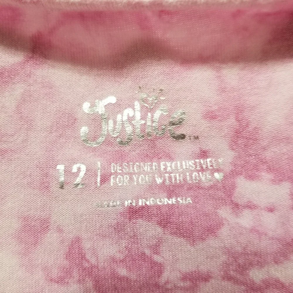 Justice top 12 tie dye long sleeve criss cross keyhole neckline stretch